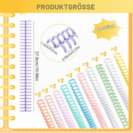 Set 20 Inele de Îndosariat din Plastic, 30 Inele (Format A4), Diametru Interior 12 mm, Pas Inele 10 mm, Spire pentru Îndosariere Documente, Caiete, Prezentări și Proiecte Școlare - Img 9