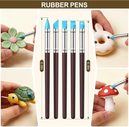 Set 27 unelte pentru modelaj și sculptură lut cu uscare la aer și pastă polimerică, kit complet accesorii pentru olărit, ceramică și proiecte DIY handmade - Img 2