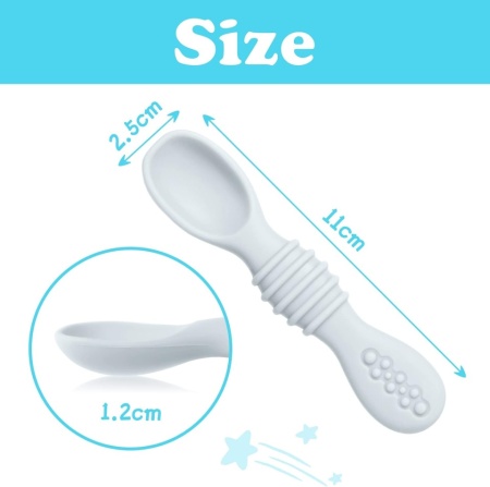Set 3 Lingurițe de Învățare din Silicon pentru Bebeluși Vicloon (Albastru + Verde + Gri), Fără BPA, Linguriță de Diversificare și Masaj Gingival pentru Copii de la 4 Luni - Img 4