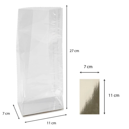 Set 30 Pungi Transparente cu Bază Dreptunghiulară, pentru Cadouri, Biscuiți și Dulciuri, Polipropilenă OPP - Img 2