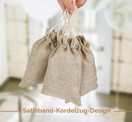 Set 30 Săculeți din Iută Naturală 10 x 15 cm, Săculeți Cadou cu Șnur Textil, Reutilizabili, pentru Bijuterii, Calendar Advent, Proiecte DIY, Nunți și Crăciun - Img 3