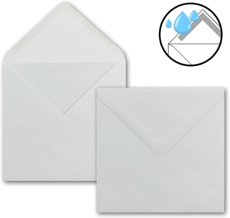 Set 50 Plicuri Pătrate Albe 15 x 15 cm, 100 g/m², Sigiliu Umed cu Clapetă Ascuțită pentru Evenimente Speciale - Img 5
