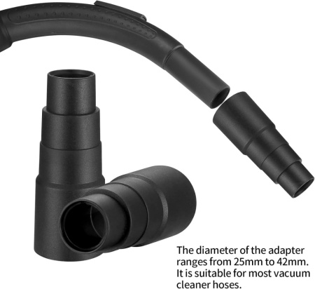 Set 6 Adaptoare Universale pentru Furtun Aspirator , Reductor Conectare Scule Electrice, Diametre 25mm - 42mm, PVC Negru - Img 6