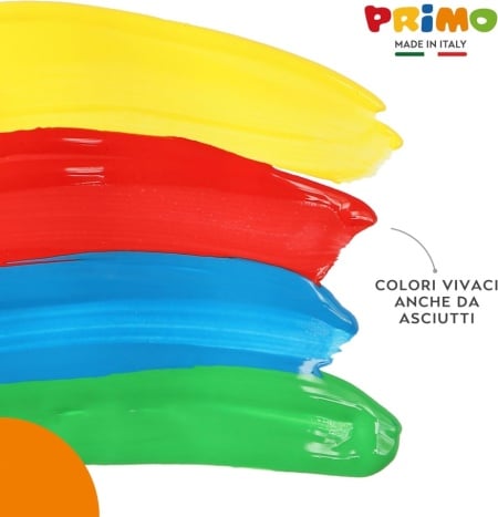 Set 6 culori tempera lavabilă pentru copii PRIMO, 1 litru cu dozator/pompă, vopsea lavabilă pentru hârtie, carton, pânză, sticlă, +3 ani - Img 6