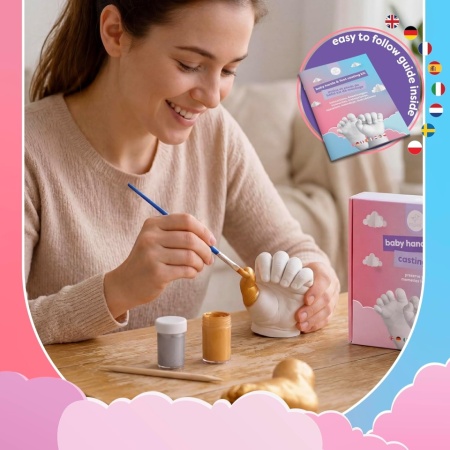 Set Amprenta 3D din Ghips pentru Mâna și Piciorul Bebelușului, Kit DIY pentru Amintiri, Cadou Ideal pentru Naștere sau Botez, Non-Toxic - Img 6