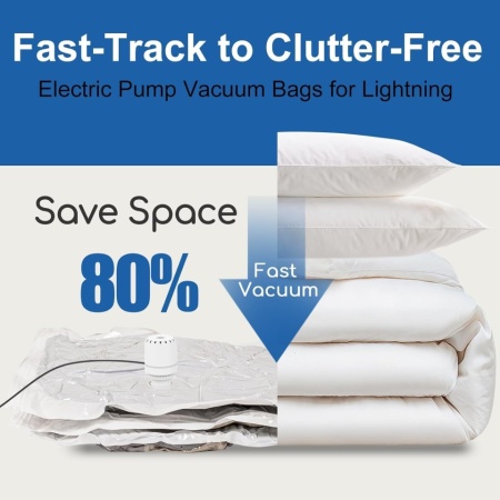 Set de 8 saci pentru vidare haine cu pompă electrică Typec Home (2 Jumbo, 2 Mari, 2 Medii, 2 Mici), saci de compresie pentru pilote, pături, haine și călătorii - Img 5