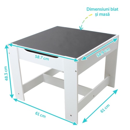 Set masuta si 2 scaune , alb MDF, U-Grow - Img 4