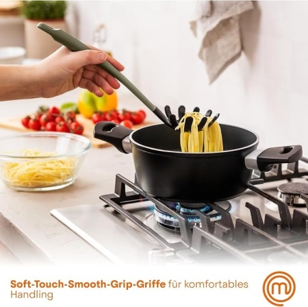 Set ustensile de bucătărie MasterChef, termorezistente și anti-zgâriere, pentru gătit și copt, non-stick, Gri - Img 5
