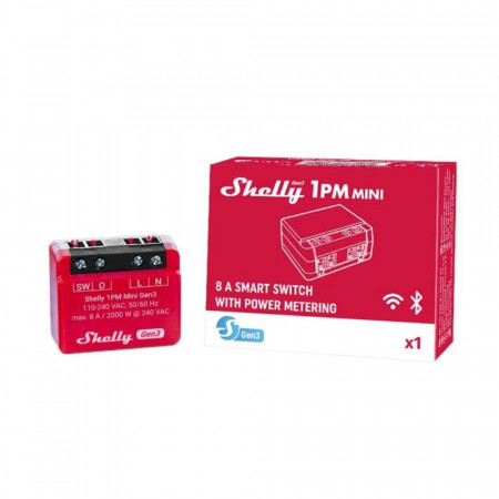 Shelly PLUS 1PM Mini GEN3, comutator pentru relee inteligente WiFi cu un singur canal, cu contor de putere (8A) - Img 2
