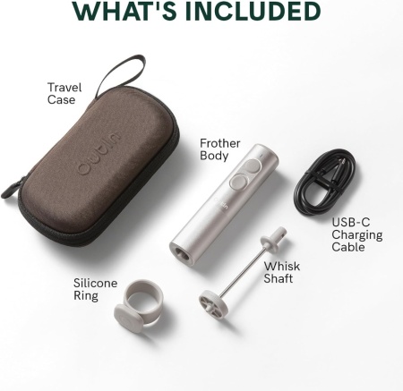 Spumumător de Lapte Portabil OutIn LattoGo, Electric, Reîncărcabil USB-C, Design cu Sită Inovatoare, Corp din Aluminiu, Ideal pentru Cafea și Latte Art - Img 3