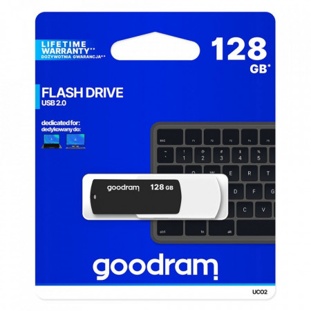 Stick USB Goodram pendrive 128 GB USB 2.0 20 MB/s (rd) - 5 MB/s (wr) flash drive black and white (UCO2-1280KWR11) - Img 5