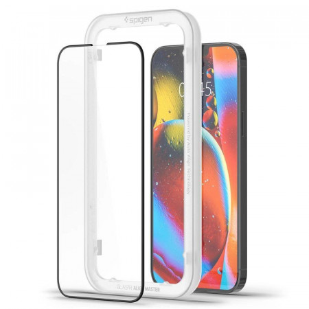 Sticla securizata Spigen ALM Glass FC pentru iPhone 13 / 13 Pro / 14 - negru 2 buc. - Img 4