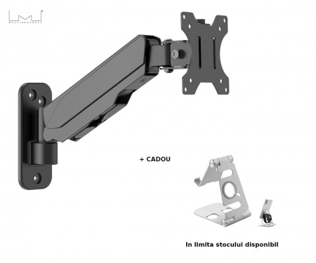 Suport monitor de perete Multibrackets MB-0013, 17"-32", max.8 kg, Negru - Img 2