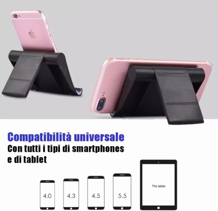 Suport Universal Negru pentru Telefon și Tabletă, Suport Reglabil și Pliabil de Birou sau Noptieră - Img 6