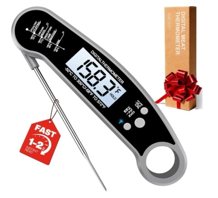 Termometru Digital Profesional pentru Carne și Alimente BESROY, Sondă Pliabilă din Inox Alimentar, Citire Rapidă 2–3s, Ecran LCD Iluminat, Carcasă Rezistentă la Apă, Gri Neutru - Img 8
