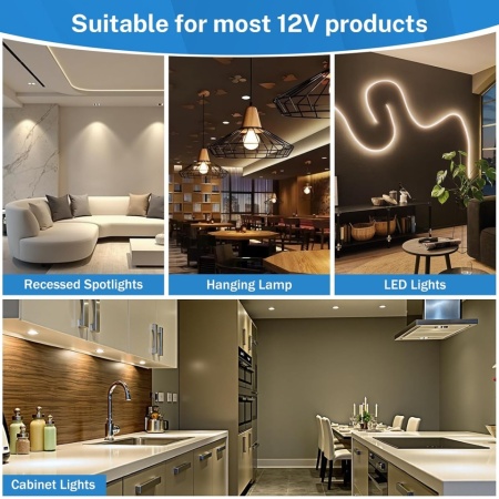 Transformator LED 36W 240V la 12V 3A Typec Home, Sursă de Alimentare AC-DC Flicker-Free, Driver Stabilizat de Tensiune Constantă pentru Benzi LED și Becuri G4, GU5.3, MR16, MR11, Format Compact - Img 4