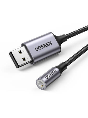 Adaptor audio UGREEN CM477, USB la mini mufa AUX de 3,5 mm (gri)