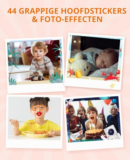 Aparat foto digital pentru copii model Melc, video Full HD 1080p, ecran IPS 2.0 inch, 44 rame foto, 5 jocuri educative, pentru fete și băieți 3-10 ani - Img 6