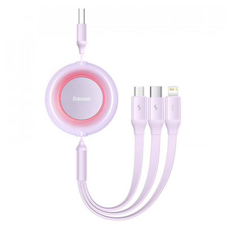 Baseus Bright Mirror 2, cablu USB 3 in 1 3 in 1 pentru micro USB / USB-C / Lightning 3,5 A 1,1 m (Violet)