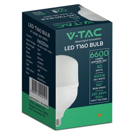 BEC LED T160 E27/E40 60W 6500K ALB RECE - Img 3