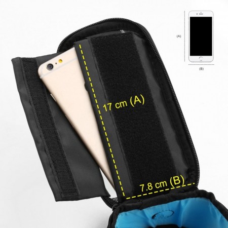 Borseta bicicleta Wozinsky cu husa telefon impermeabila pentru telefoane pana in 6.5 inch, cablu jack 3.5 mm inclus , montare pe cadru , 1.5 L , neagra - Img 5