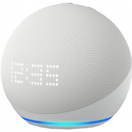 Boxa inteligenta cu ceas Amazon Echo Dot 5th Gen 2022, Control Voce Alexa, Wi-Fi, Bluetooth, Gri deschis