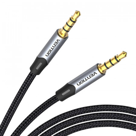 Cablu audio Kabel TRRS 3,5 mm tata la tata Aux 1m Vention BAQHF gri - Img 2