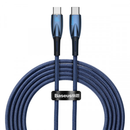Cablu Baseus Glimmer Series cu incarcare rapida USB-C 480Mb/s PD 100W 2m albastru
