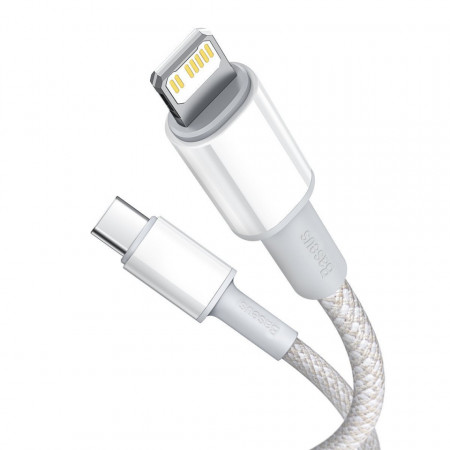 Cablu Baseus High Density Braided Cable Type-C laLightning, PD, 20W, 1m (White) - Img 6