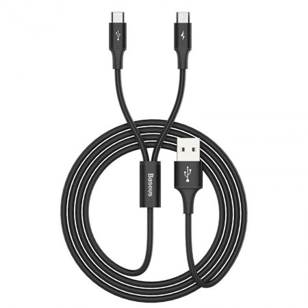 Cablu de date 2 in 1 , Baseus Rapid USB Type C / micro USB , 3A , 1.2M , negru - Img 2
