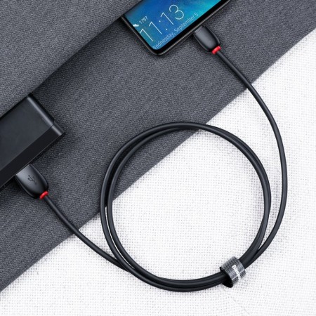 Cablu de date si incarcare , Baseus Purple Ring HW Quick Charger Usb la USB Type C 40W 1m Black - Img 7