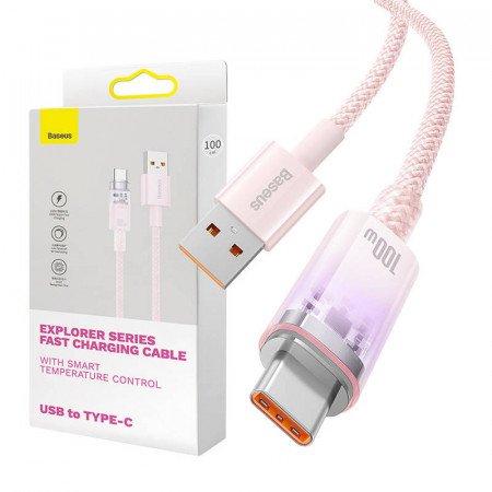 Cablu de incarcare rapida Baseus USB la USB-C 6A, 1 m (roz)