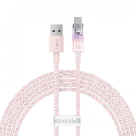 Cablu de incarcare rapida Baseus USB la USB-C 6A, 1 m (roz) - Img 2