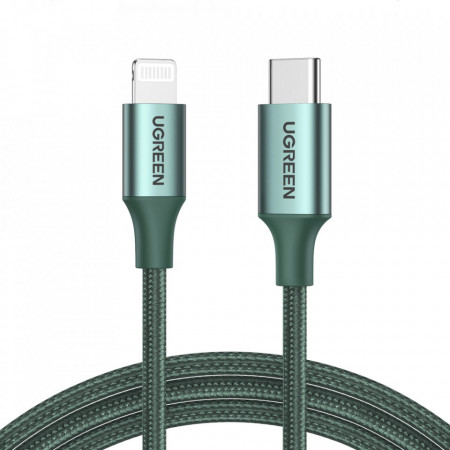 Cablu MFI Ugreen Cablu USB tip C - Lightning Power Delivery 3 A 480 Mbps 1 m verde (80564 US304)