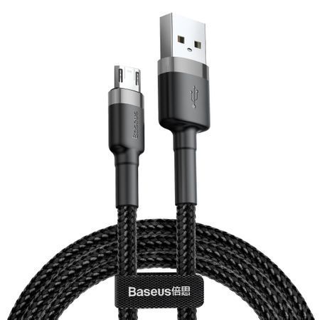 Cablu micro USB QC3.0 2.4A 0,5M, BASEUS Cafule, negru+gri