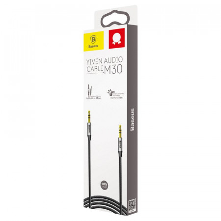 Cablu mini jack audio 3.5 mm AUX Baseus Yiven 1m , negru + argintiu - Img 7