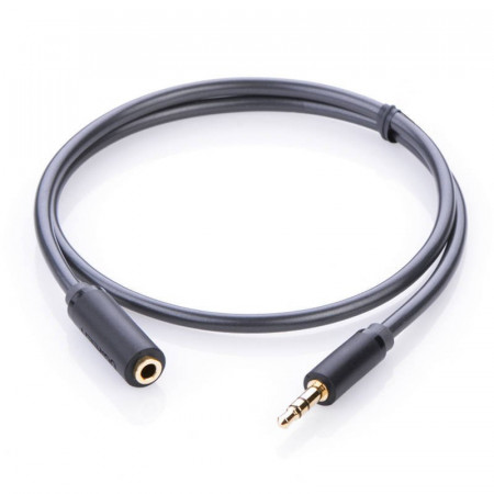 Cablu prelungitor AUX, UGREEN AV124 jack 3.5 mm, 1m (gray)