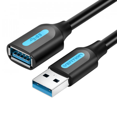 Cablu prelungitor USB 3.0 Vention CBHBI mascul-fema 3m PVC negru - Img 1