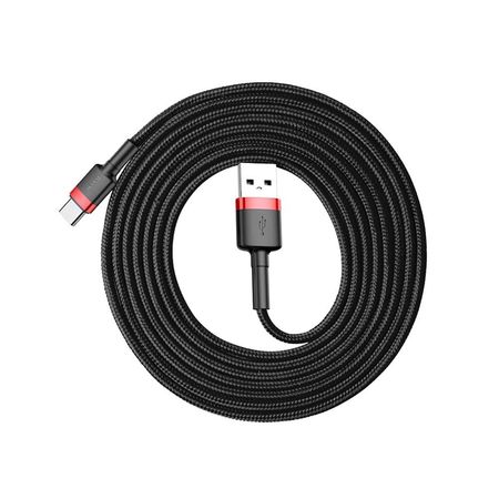 Cablu Type C , QC3.0 , 2.4A , 2M, BASEUS Cafule Durable Nylon, negru+rosu - Img 4