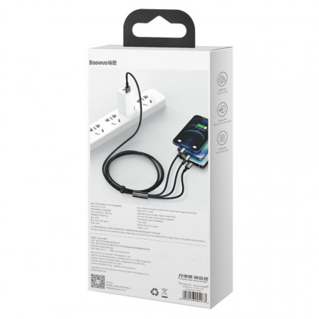 Cablu USB 3in1 Baseus Tungsten Gold, USB la micro USB / USB-C / Lightning, 3,5A, 1,5m (negru) - Img 7