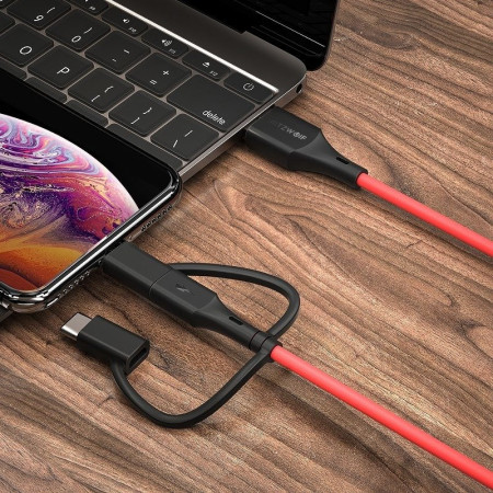 Cablu USB 3in1 certificat MFI, BlitzWolf BW-MT4, micro USB / USB-C / Lightning, 3A 0,9m - Img 5