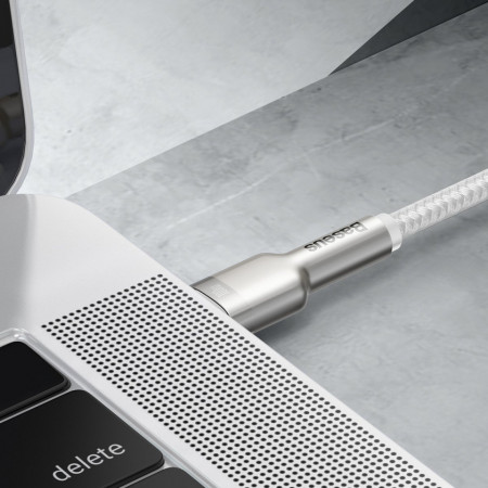 Cablu USB-C la USB-C Baseus Cafule, 100W, 1m (alb) - Img 4