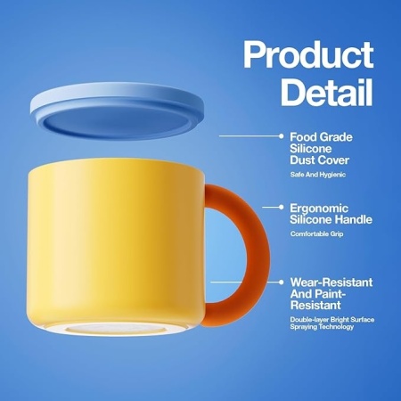 Cana de cafea din otel inoxidabil 320ml Chako Lab perete dublu cu vid cu capac din silicon si maner din cauciuc antiderapant, - Img 5