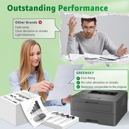 Cartuș de Toner Compatibil Negru TN-2510XL cu Cip Inteligent pentru Imprimante Brother, Capacitate Mare High Yield (Până la 3.000 Pagini), Greensky - Img 3