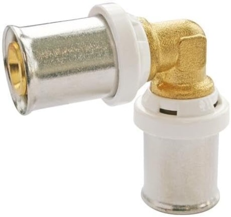 Cot Egal la 90° pentru Țeavă Multistrat (PEX-AL) Ø 26 mm SOMATHERM FOR YOU, Fiting Presare Multi-Profil Compatibil Falcă TH, H și U, Manșon Inox cu Fereastră de Control, Inel PTFE Anti-Coroziune Galvanică - Img 4