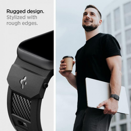 Curea SPIGEN RUGGED BAND pentru APPLE WATCH 2 / 3 / 4 / 5 / 6 / SE (38 / 40MM) MATTE BLACK - Img 3