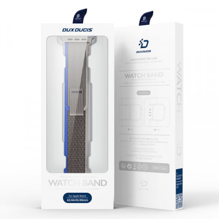 Curea sport Velcro pentru Apple Watch 8 / 7 / 6 / SE / 5 / 4 / 3 / 2 / 1 (38, 40, 41 mm) Curea Dux Ducis Versiune YJ - Albastru Gri - Img 2