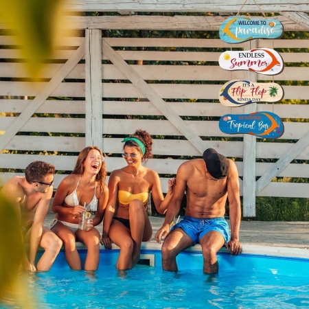 Decorațiune de Perete de Vară pentru Casă și Petreceri, Tematică Plajă / Papuci Flip-Flop din Lemn cu Șnur, Stil Hawaiian - Img 2