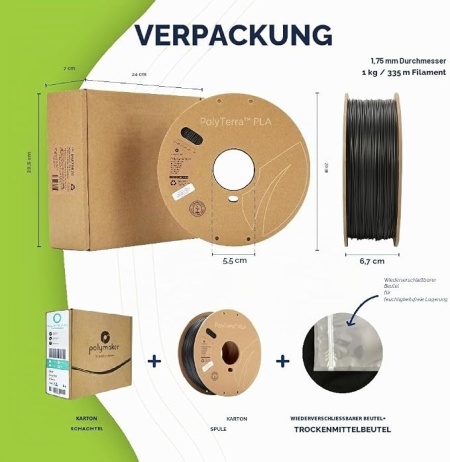 Filament Polymaker PolyTerra PLA Fossil Grey – 1.75 mm – 1 kg - Img 2