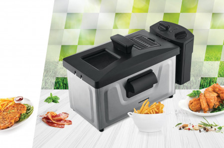 Friteuza Heinner HDF-1800SS, 1800 W, termostat reglabil, timer, 3 L, Inox - Img 4